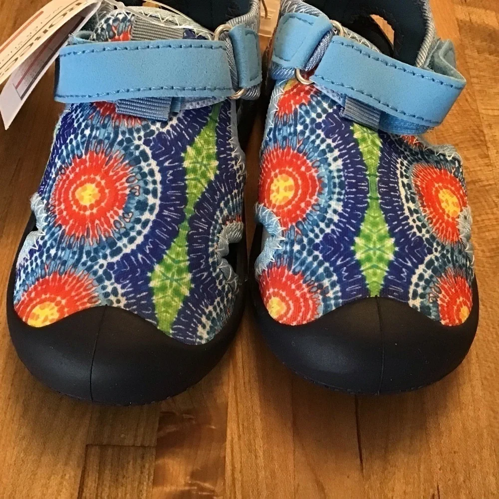 Robeez Spiral Tie Dye Slip Resistant Neoprene, Water, Pool Play Shoes Toddler 10